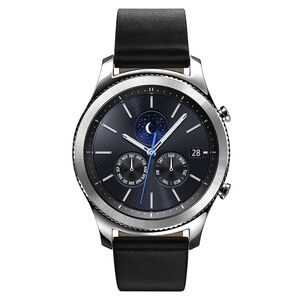 Samsung Gear S3 Classic (Silver, Black Leather Strap)